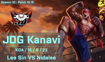 JDG Kanavi Lee Sin JG vs IG XUN Nidalee - KR 10.15