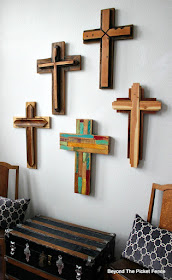 reclaimed wood crosses, rustic cross, salvaged wood, barn wood, http://bec4-beyondthepicketfence.blogspot.com/2016/02/reclaimed-wood-crosses.html