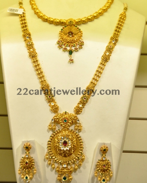 Trendy Kundan Gold Haram and Necklace