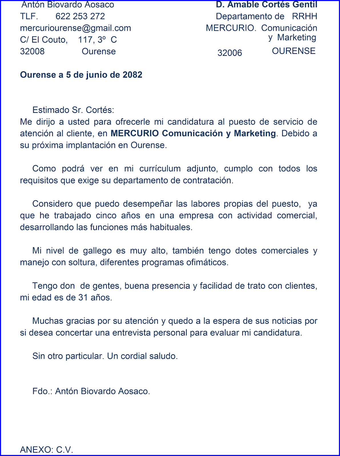 MERCURIO. Comunicación y Marketing: CARTA DE DEMANDA DE 