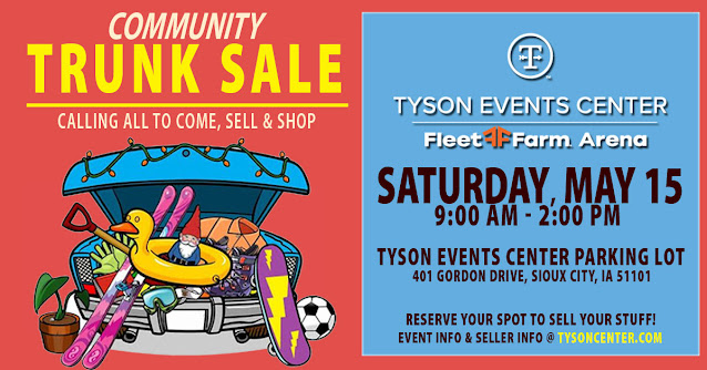 graphic with details on the community trunk sale at the tyson events center in may 2021