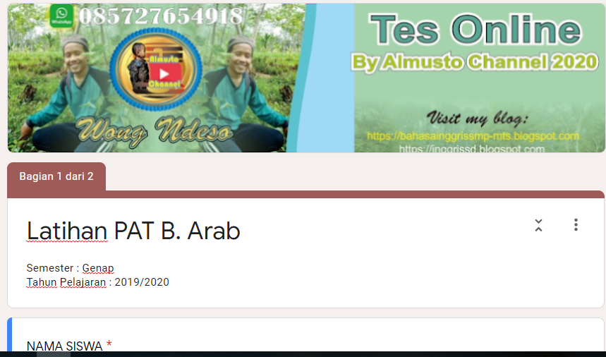 Soal PAT Bahasa Arab Kelas 8 Online terbaru 2020 | BAHASA ...