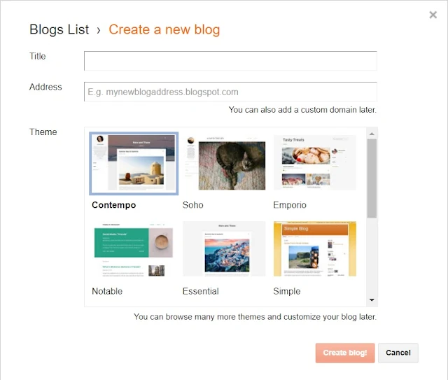 Create new blog