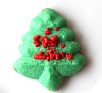 spritz cookies almond vanilla Christmas sprinkles Christmas tree-shaped