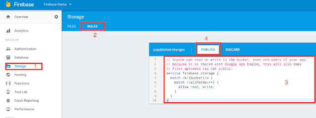  Firebase console -> Storage -> Rules