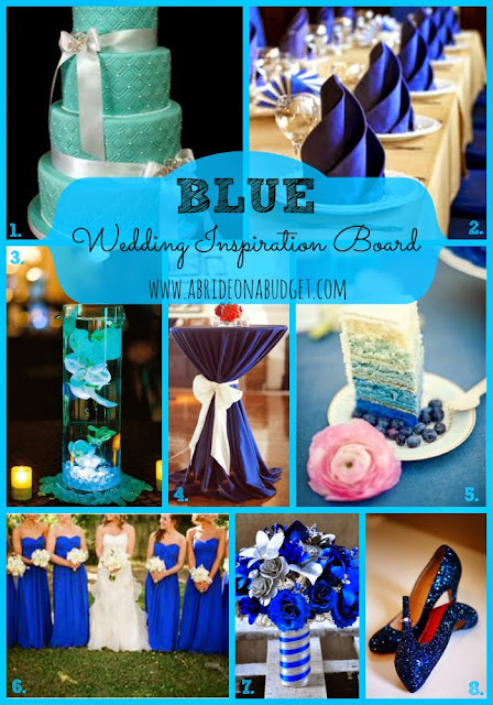 Plan your blue wedding with help from this Blue Wedding Inspiration Board on www.abrideonabudget.com.