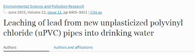 Leaching of lead from new unplasticized polyvinyl chloride (uPVC) pipes into drinking water