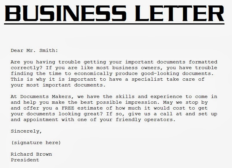 Example business letter