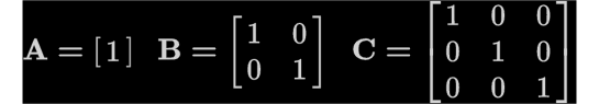 In an identity matrix, all diagonal elements are 1. Also, all non-diagonal elements are zero.