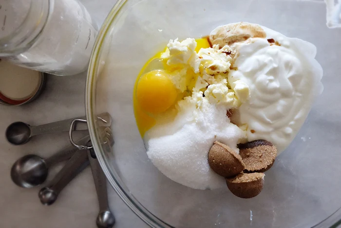 muffin ingredients in a bowl to be mixed