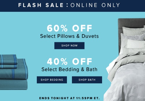 Hudson's Bay Flash Sale 60% Off Pillows & Duvets + 40% Off Bedding & Bath