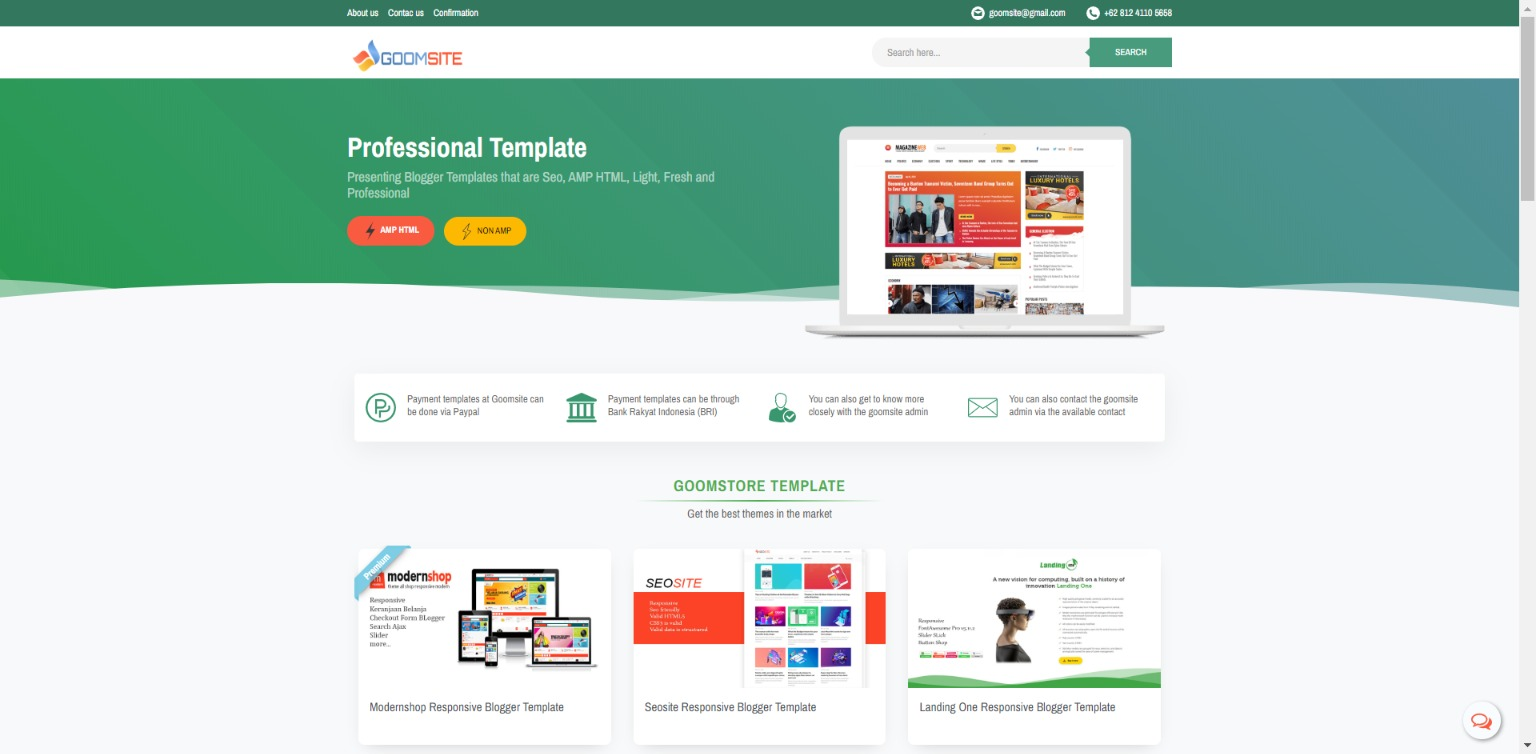 Free Goomsite Responsive Blogger Template