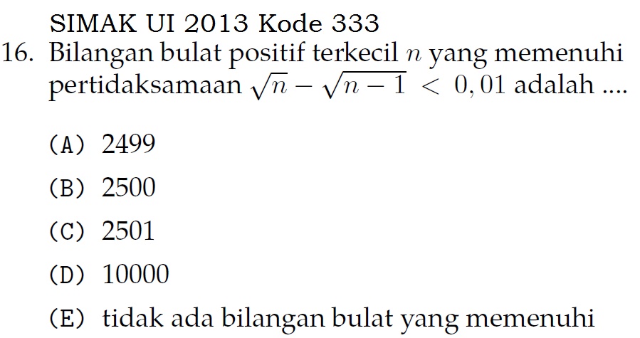 Eksplorasi di Matematika (Contoh Soal SIMAK UI 2013)