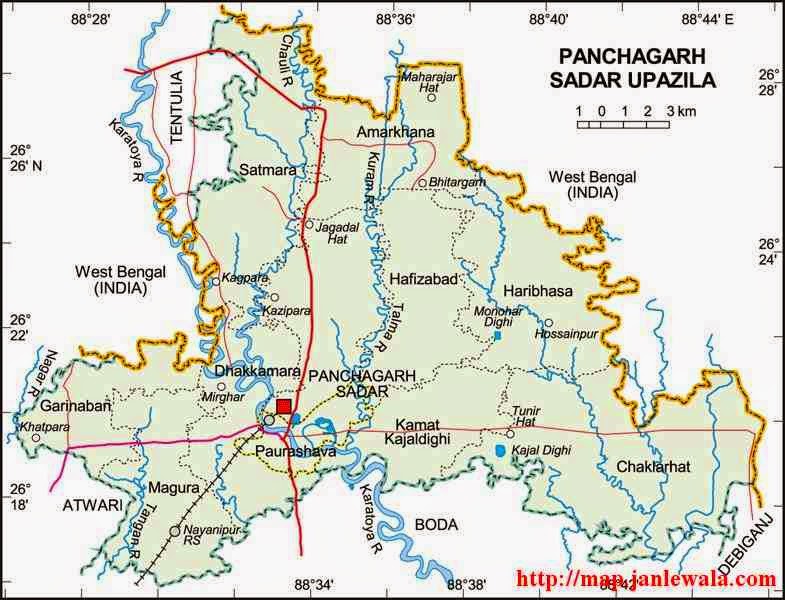 panchagarh sadar upazila map of bangladesh