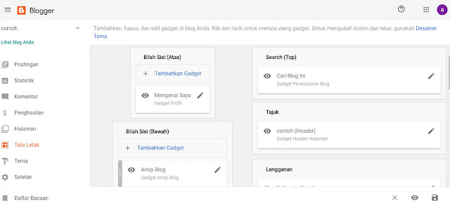 MENU MENU YANG TERDAPAT DI DASHBOARD BLOGGER TERBARU DAN CARA MENGGUNAKANNYA