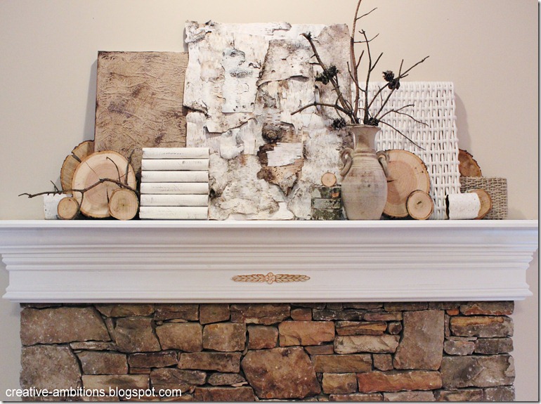 Natural Rustic Winter Mantel Front