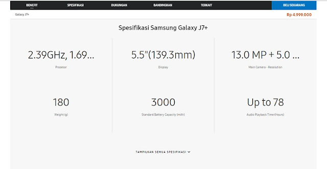 samsung j7 plus spesifikasi