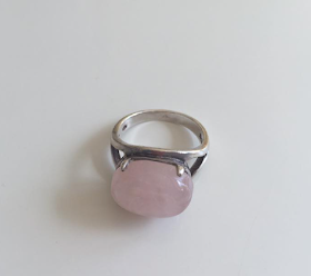 bague en argent en Quartz Rose