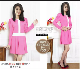 Jual Dress Fashion Wanita Untuk Remaja Spandek Pink 