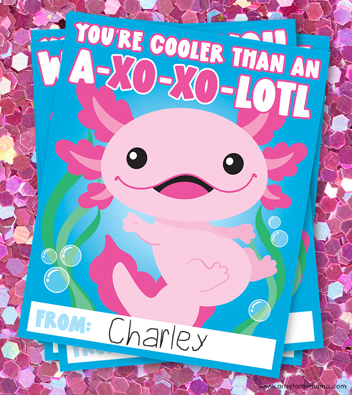 Free Printable Axolotl Valentines