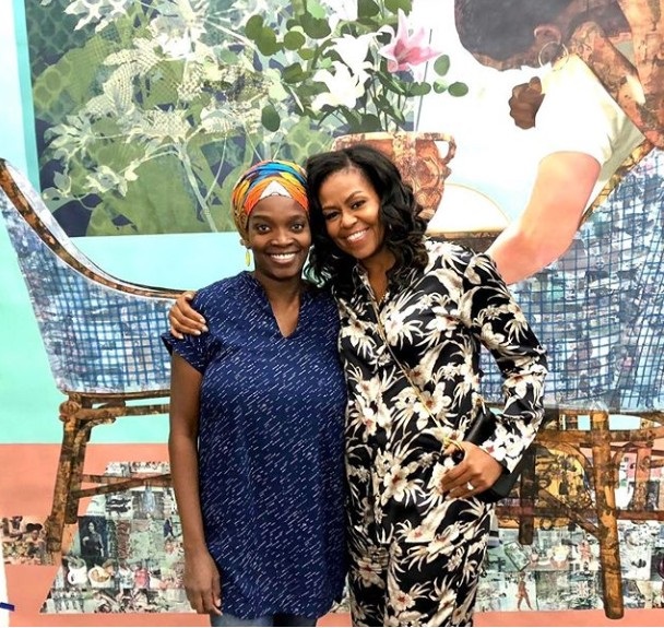 Michelle Obama Visits Dora Akunyili’s Daughter, Njideka Akunyili Crosby In Her Studio