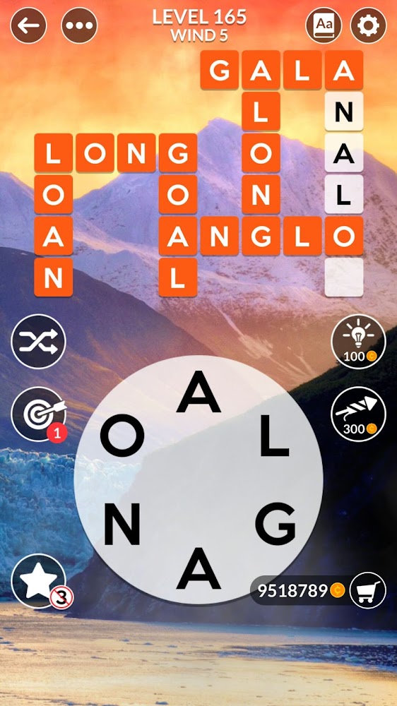 Wordscapes Level 165 answers, cheats, solution for android and ios devices.