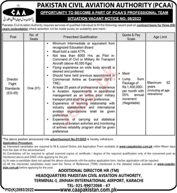 Jobs in Pakistan Civil Aviation Authority CAA