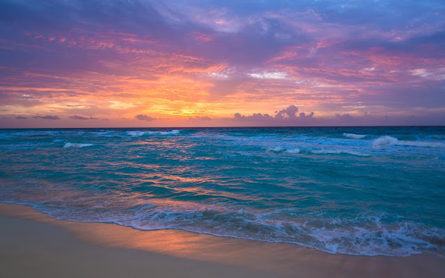 Download Wallpaper Ocean Waves Sunset, Hd, 4k Images.