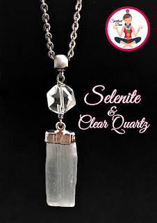  Selenite Clear Quartz Healing Crystal Reiki Gemstone Necklace Pendant