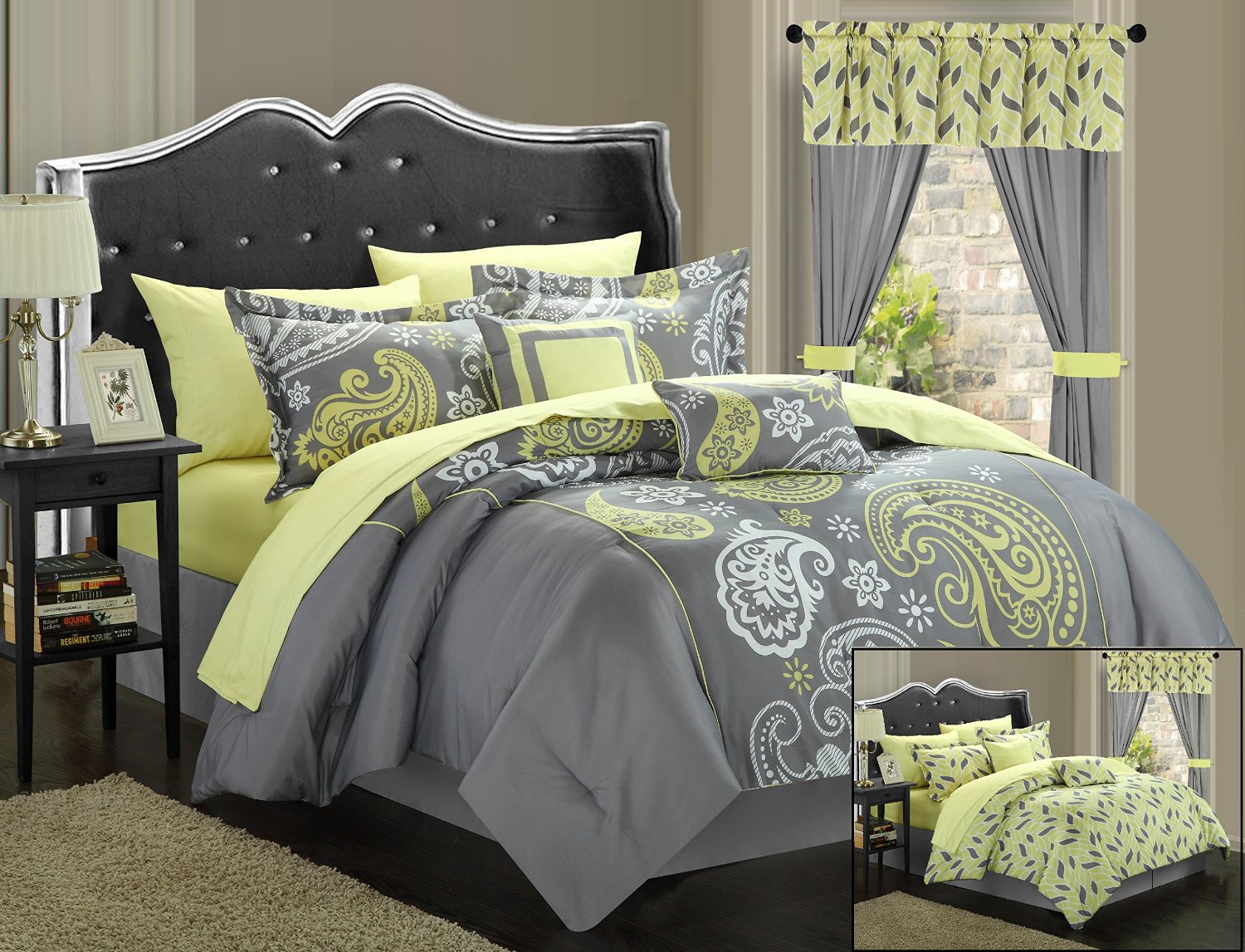  Yellow  and Grey  Comforter Sets and Bedding