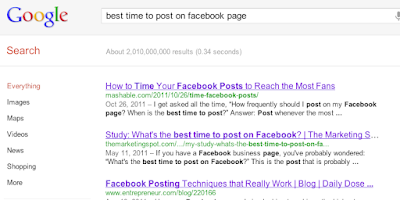 Google Search – Best Time to Post on Facebook 