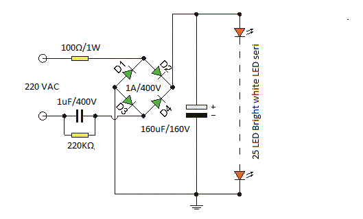  Rangkaian LED  220VAC Sebagai Lampu Penerangan Koleksi 