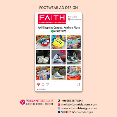 Footwear ad design for faith footwear aluva, instagram style ad design, graphic design for footwear ads, vibrantdezigns-graphic design thrissur