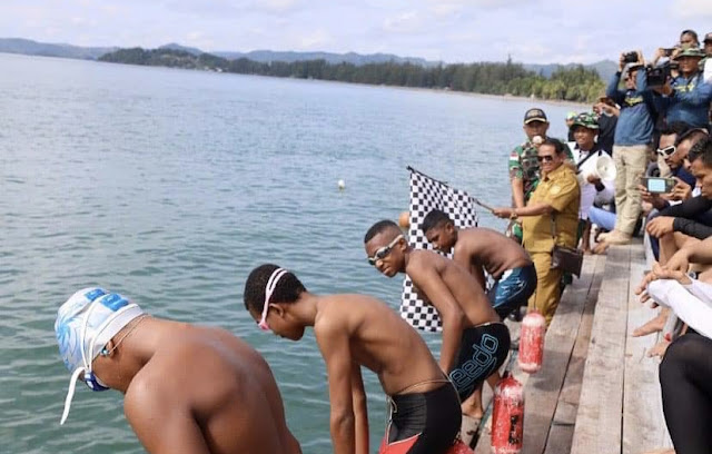 Lantamal X Gelar Lomba Renang Laut Perorangan Sambut HUT RI ke 77