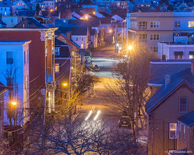 Portland, Maine April 2015 Newbury Street at night. Photo by Corey Templeton.