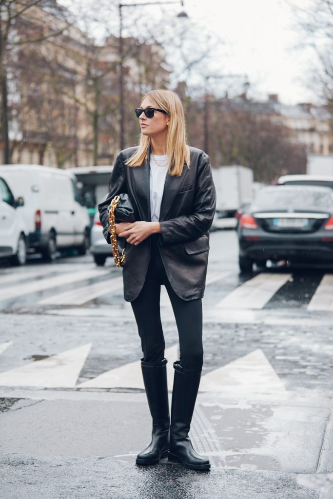 Le Fashion: A Black Leather Blazer Elevates This Street Style Look