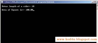 C Program Find Area Of A Square