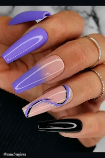 Purple Nail and Black Nail Design