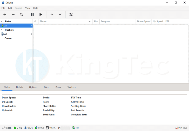 Interface Cliente Torrent Deluge