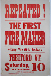 Wood display type poster for Camp Fire Girls Festival in 1912