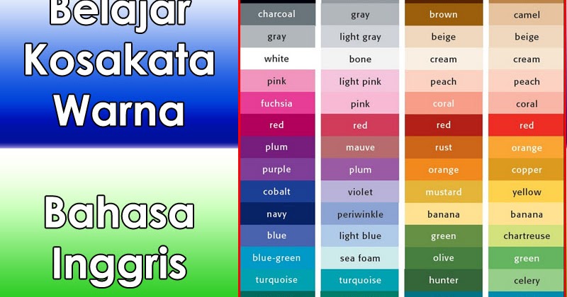 Kosakata Warna  dalam  Bahasa  Inggris  dan Artinya Lengkap 