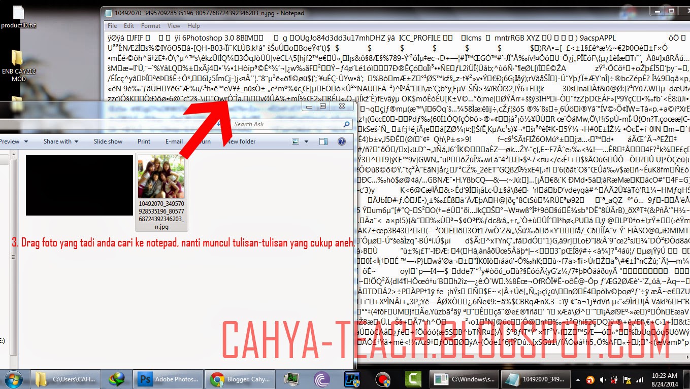 Cara mengetahui keaslian foto melalui Notepad  Cahya Teach