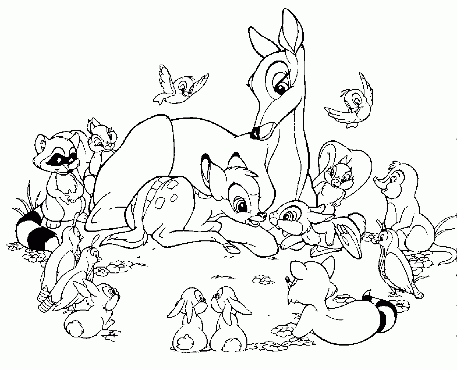 Download Colour Drawing Free HD Wallpapers: Disney Cartoon Bambi Coloring Page Free wallpaper