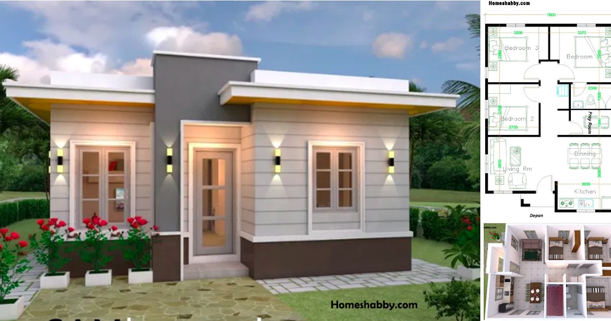  Desain  Denah rumah Minimalis  Modern Walaupun Kecil Terdapat Mushola dalam Rumah dan 3 Kamar  