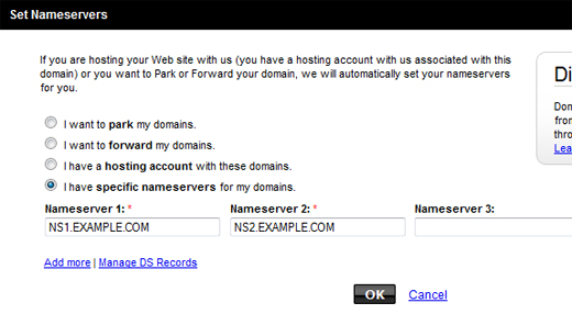 Change Nameservers at GoDaddy-Select nameservers