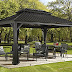 MESSINA 12'x16' - Charcoal (#77) Hard Top Sun Shelter, Aluminum Structure, Galvanized Steel Roof, 2 Tracks, Mosquito Netting Included