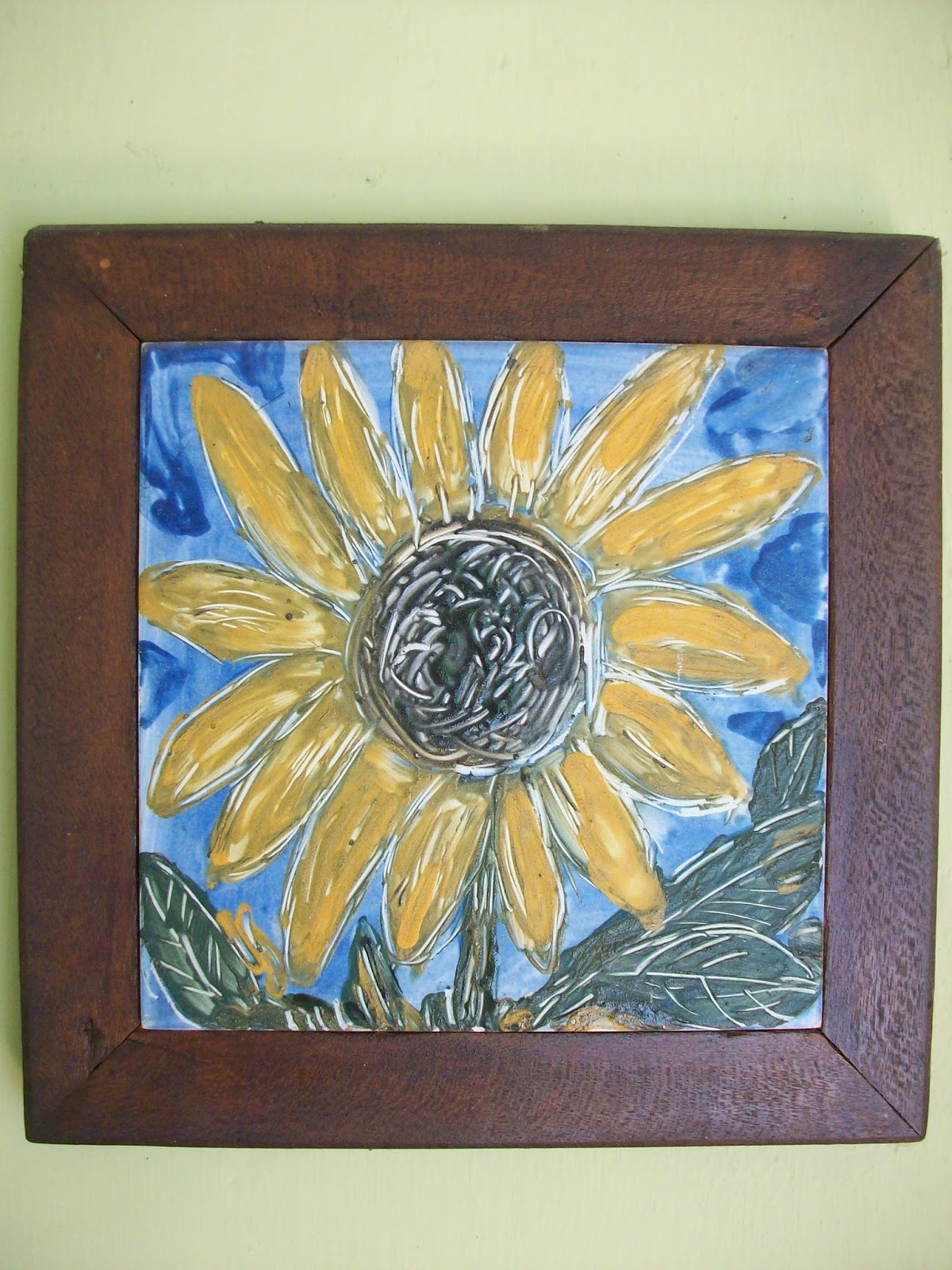 serba vintage lukisan keramik  bunga matahari minat 