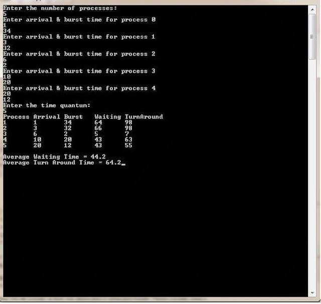 Round Robin Scheduling Output using C++