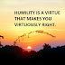 HUMILITY IS A VIRTUE THAT MAKES YOU VIRTUOUSLY RIGHT. 