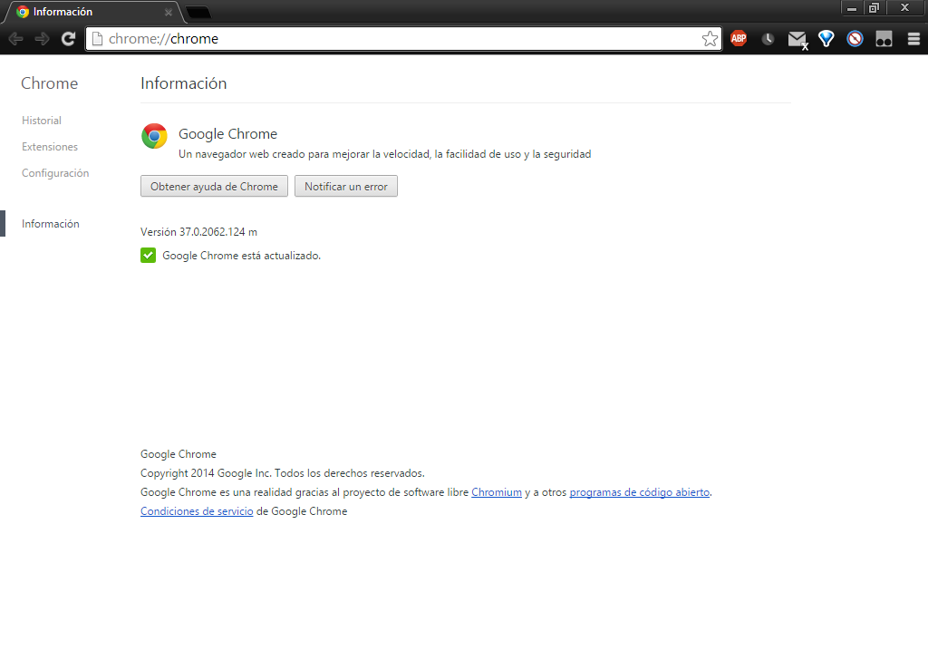 Google Chrome 37.0.2062.124 Stable Español [Official y 